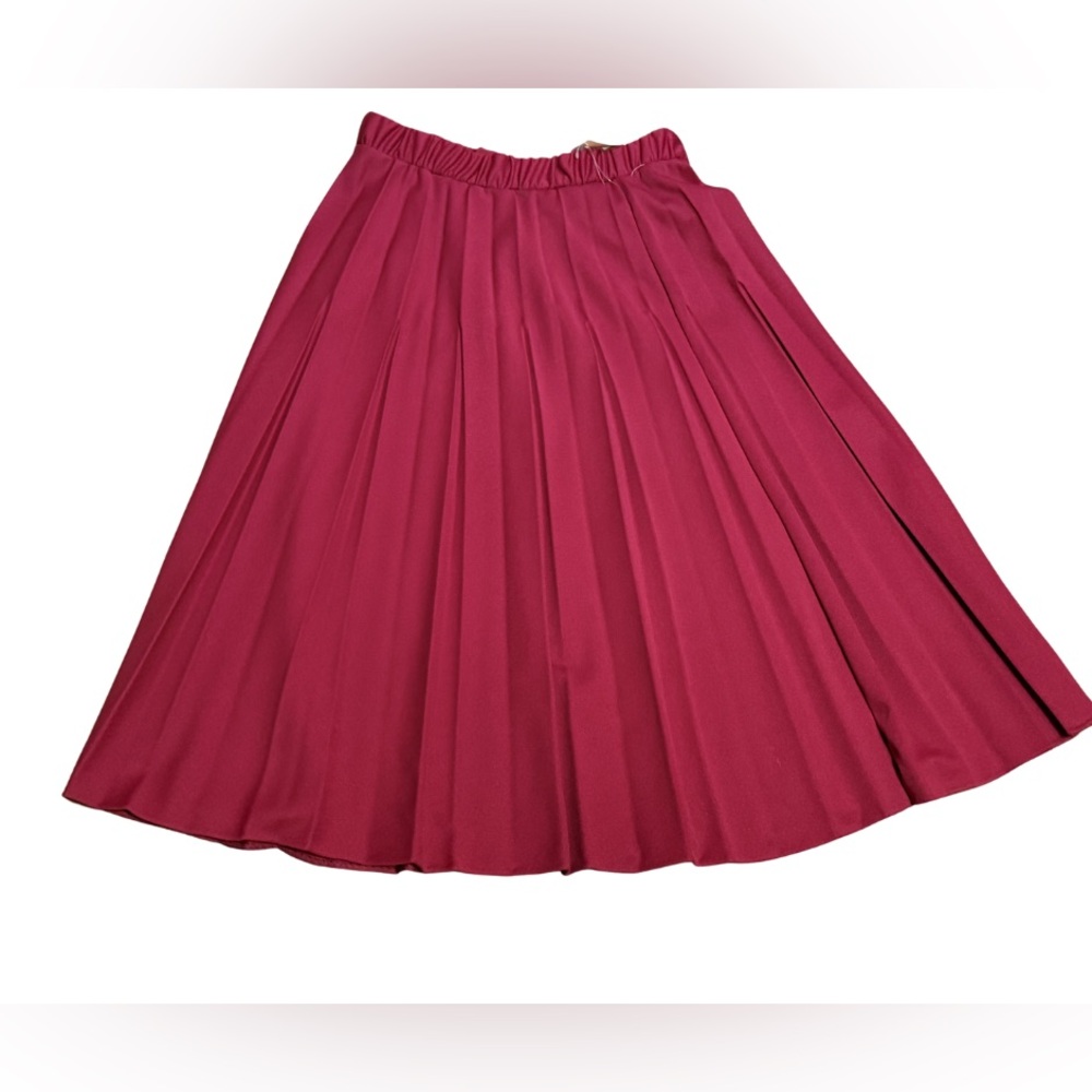 Vintage USA‎ Red Pleated Midi Skirt Size 12 NWT Cottagecore
